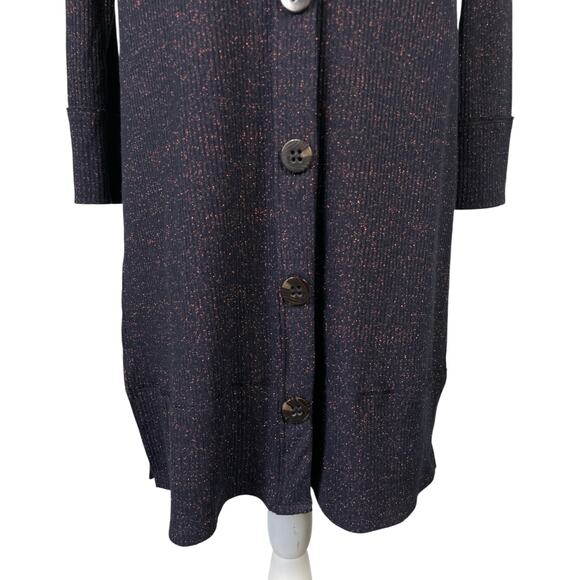 Free People Sparkle Knee Length Cardigan Navy Large Casual Cozy Transitional - Picture 6 of 12